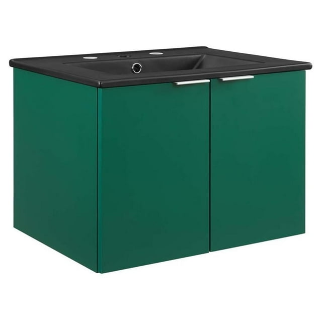 Modway Maybelle Meuble-Lavabo de Salle de Bain Moderne en Bois à Montage Mural, Vert/noir