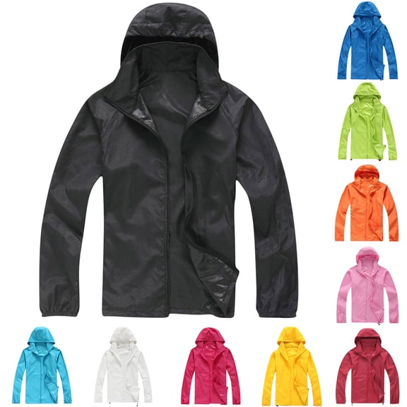 Admvng Mens Hooded Rain Jacket Lightweight Waterproof Windproof Full Zip Outdoor Cycling Running Windbreaker Coat
