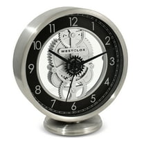 Westclox Analog 6.5" Metal Gear Quartz Accurate Table Clock with Quiet Sweep Movement