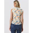 thumbnail image 3 of Blusas Elegante Sin Mangas Allegra K Vintage De La Década De 1950 Con Volantes Para Oficina De Negocios Para Mujer Blanco Azul Floral M, 3 of 6