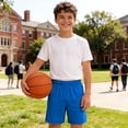 thumbnail image 6 of ATOGUTA Boys Shorts Size 3T-14 Kids Athletic Basketball Shorts Casual Elastic Waist Summer Clothes with Pockets Blue, 6 of 7