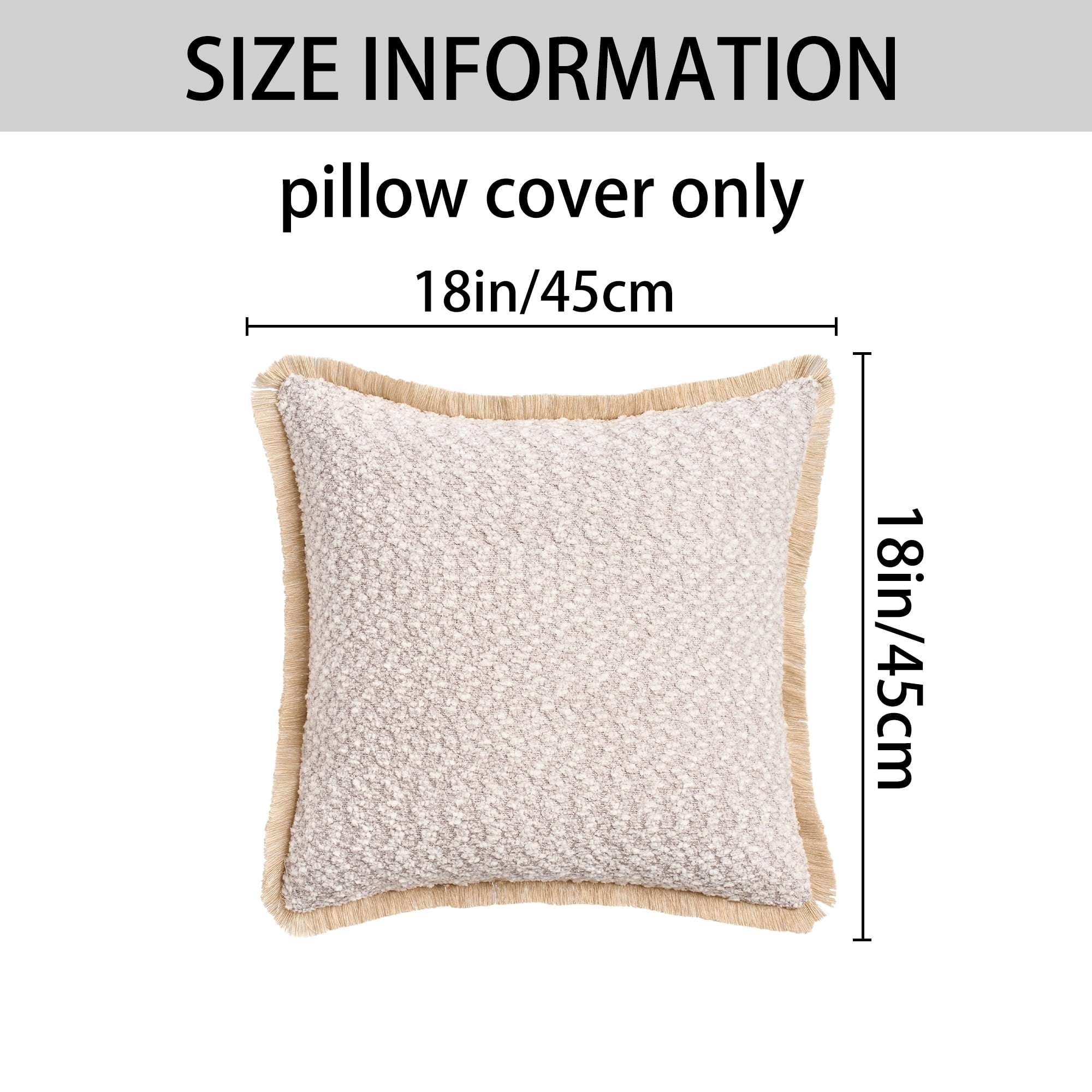 Unique Bargains Set of 2 Boho Soft Square Throw Pillow Covers for Couch Light Grey