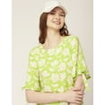 thumbnail image 5 of Moomaya WomenS Printed Round Neck Top, Tie-Up Cold Shoulder Top, 5 of 8