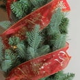 thumbnail image 3 of Northlight Cranberry Red and Gold "Merry Christmas" Wired Christmas Craft Ribbon 2.5" x 10 Yards, 3 of 3