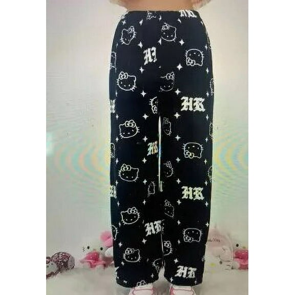 Sanrio Hello Kitty Y2k Sanrio Pajamas Pants Women Pjs Household Dress Kawaii Woolen anime Cartoon Casual Home Pants