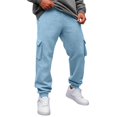 thumbnail image 2 of Men's Casual Cargo Sweatpants Fleece Lined Drawstring Elastic Waist pants Lightweight Workout Joggers Athletic Pants with Multi Pockets Light Blue M, 2 of 8