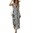 thumbnail image 2 of Maxi Dress White And Black Tie Dye Dress Woman Abstract Print Elegant V Neck Sleeveless Aesthetic Boho Beach Long Dresses, 2 of 7