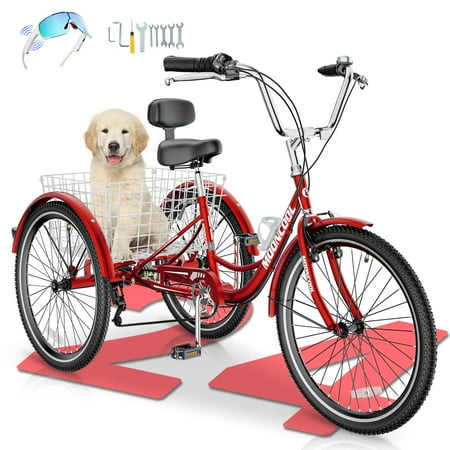 MOONCOOL Adult Tricycles 7 Speed  Adult Trikes 24 / 26 inch 3 Wheel Bikes  Three-Wheeled Bicycles Cruise Trike with Shopping Basket for Seniors  Women  Men price history on PriceWatchPro