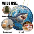 thumbnail image 3 of Funny Christmas Ornament,Shark Emerging In Wave,Xmas Round Ceramic Pendant, 3 of 6