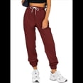 thumbnail image 2 of Pantalones Deportivos Holgados para Mujer, de Otoño, para Entrenamiento, de Cintura Alta, Cómodos y Deportivos. Vino Tinto M, 2 of 7
