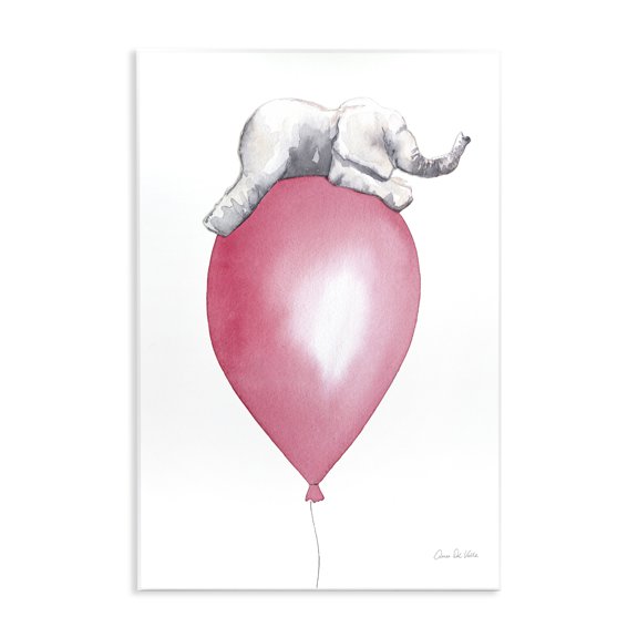 Stupell Industries Cottage Kids' Baby Elephant Sleeping on Large Red Balloon Wall Plaque Art, 10 x 15, by Aimee Del Valle
