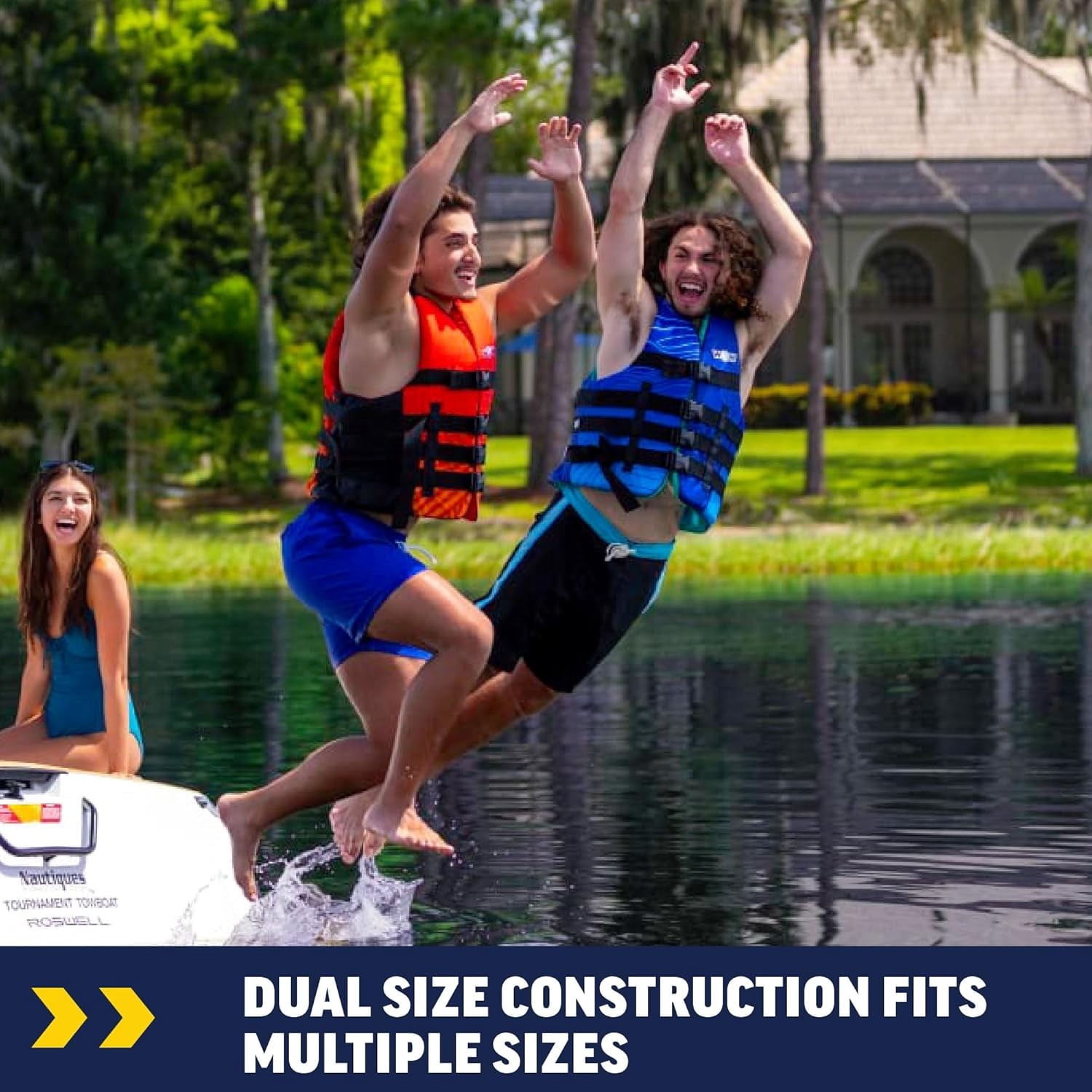 WOW Sports Polyester Life Vests S/M Blue, USCG Approved, Boating, Swimming, Watersports