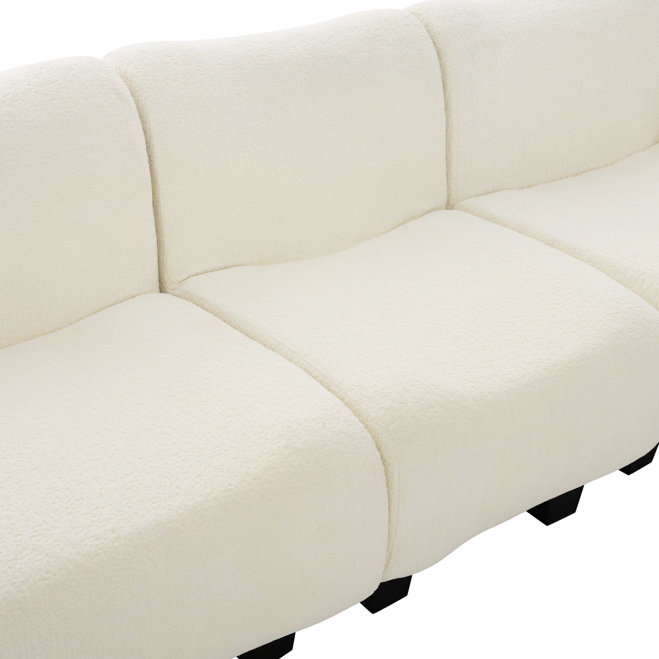 Christopher Knight Home 94.5" Chenille Sectional Sofa with Curved Armrests, Modern Upholstered Couch, Beige