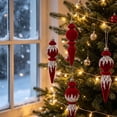 thumbnail image 4 of 6-Piece Flocked Red Finial Drop Christmas Ornaments, Velvet Teardrop Baubles with Rich Plush Texture, Hanging Tree Decor for Warm Holiday Displays, 4 of 7