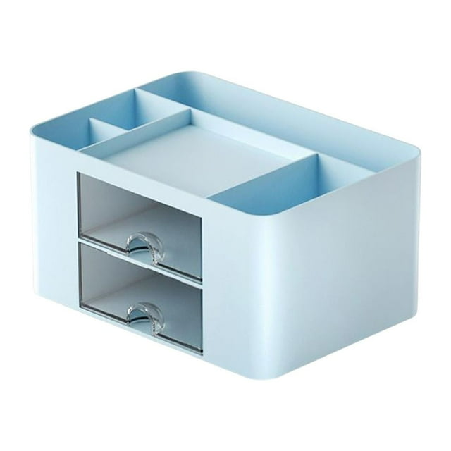 veasfak Organisateur Boîte de Rangement pour Crayons avec Tiroirs Multifonction pour Déco Maison Bureau Bleu