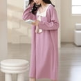thumbnail image 2 of Defitshape Women's Long Sleeve Nightgown Cute Printed Cotton Soft Lounge Sleep Dress Stretchy Comfy Sleepwear Pink 12, 2 of 4