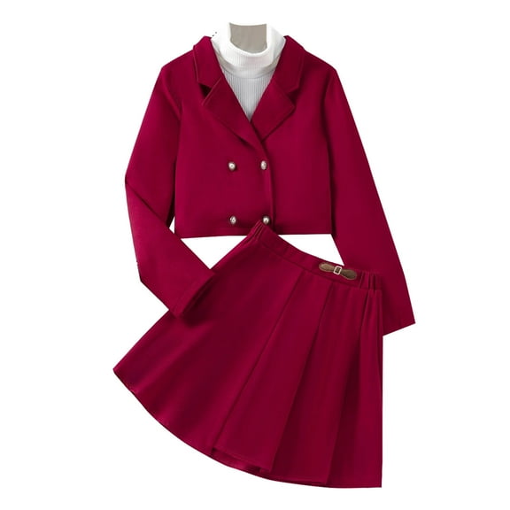 Sngxgn Toddler Baby Girls Skirt Outfits Ribbed Sweater Shirt Tops Dress Fall Clothes Set(,8Y)