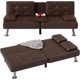 thumbnail image 1 of Futon Sofa Bed Modern Faux Leather Couch, Convertible Folding Couch Recliner Lounge for Living Room w/ 2 Cup Holders w/ Armrest My Lux Decor Round, 1 of 9