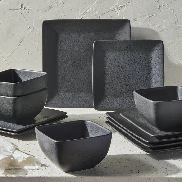 Better Homes Gardens Anderson Dark Gray Square Shaped Dinner Plate Walmart