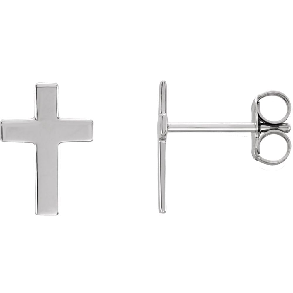 white gold cross earrings studs