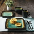thumbnail image 6 of Gibson Elite Ocean Paradise 16Pc Square Glazed Dinnerware Kitchen Dish Set, Jade, 6 of 6
