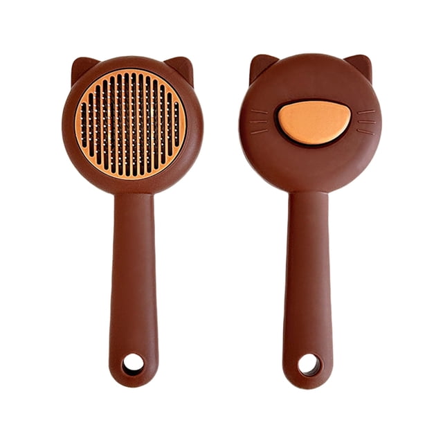 Coffee Pet Comb For Dogs Cats Detangling Hair Removal Self Cleaning Needle Comb Plastic Coffee Color Easy Grooming Tool For Pet Care