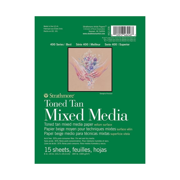 400 Series Toned Mixed Media Pad tan, 6 in. x 8 in., 15 sheets (pack of 3)