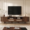 thumbnail image 2 of Noble House 64.9" TV Stand with 2 Rattan Drawers & 2 Sliding Doors,Oval Rounded Corners Sideboard for 65" TV,Walnut, 2 of 18