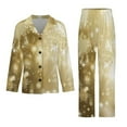 thumbnail image 3 of Elegant Gold Christmas Snowflake Women's Long Sleeve Flannel Pajama Set Sleepwear L, 3 of 5