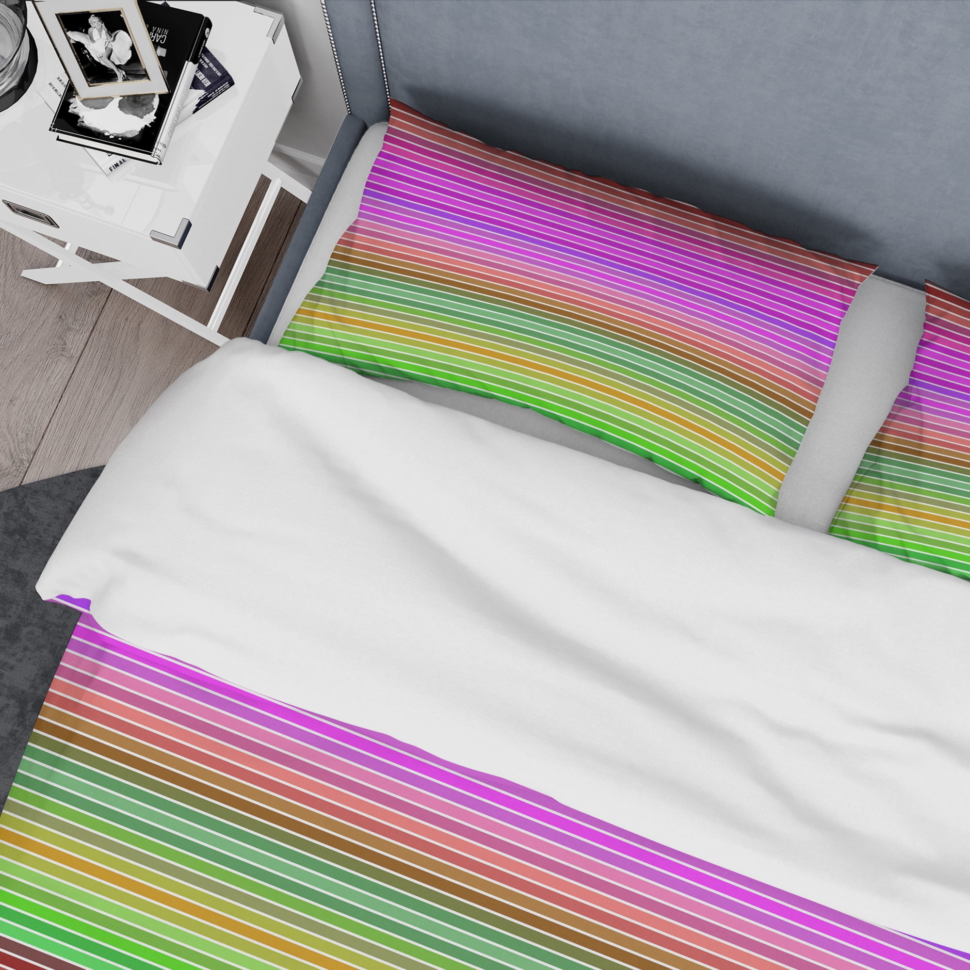 Designart 'Horizontal Retro Geometrical Pattern II' Mid-Century Modern Duvet Cover Set