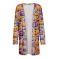 thumbnail image 5 of WTOBBY Women's Halloween Print Mid-Length Cardigan Jacket Open Front Long Sleeve Comfortable Loose Fit Cover Up With Pockets Fall Fashion Top,Dark Blue XL, 5 of 8