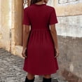 thumbnail image 6 of Dolkfu Mid-Length Women'S Fall&Winter Dresses Fashion V-Neck Short Sleeve Red Dresses Regular Vintage Finish Solid Fit & Flare Dresses Red,Xxxxl, 6 of 6