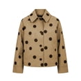 thumbnail image 4 of SBYOJLPB Womens Polka Dot Coats Long Sleeve Lapel Button Waterproof Casual Short Coat for Cozy Everyday Wear, 4 of 8