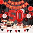thumbnail image 2 of Red 50th Birthday Decorations for Men Women Happy Birthday Party Decorations Banner Swirls Balloons for Him Her Birthday Decor for 50th Birthday Anniversary Party Supplies, 2 of 6