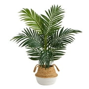 Nearly Natural 4' Kentia Palm Artificial Tree in Woven Planter