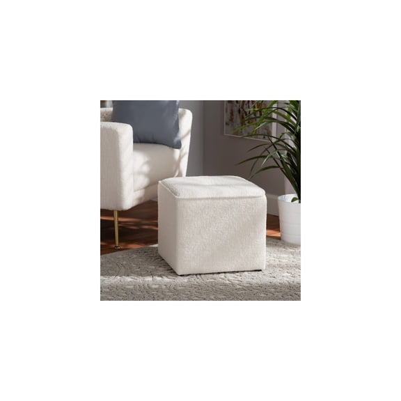 Boucle Ottoman " 15.7" Square " Upholstered Footrest " Fully Assembled