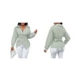 thumbnail image 2 of Summer Tops for Women Trendy Striped Button Front Long Sleeve Blouse Green L, 2 of 6