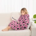 thumbnail image 4 of Pink Pug Puppies Blanket Hoodies for Kids 6-13YR Oversize Wearable Blanket Hoodies for Boys Girls Teens, 4 of 7