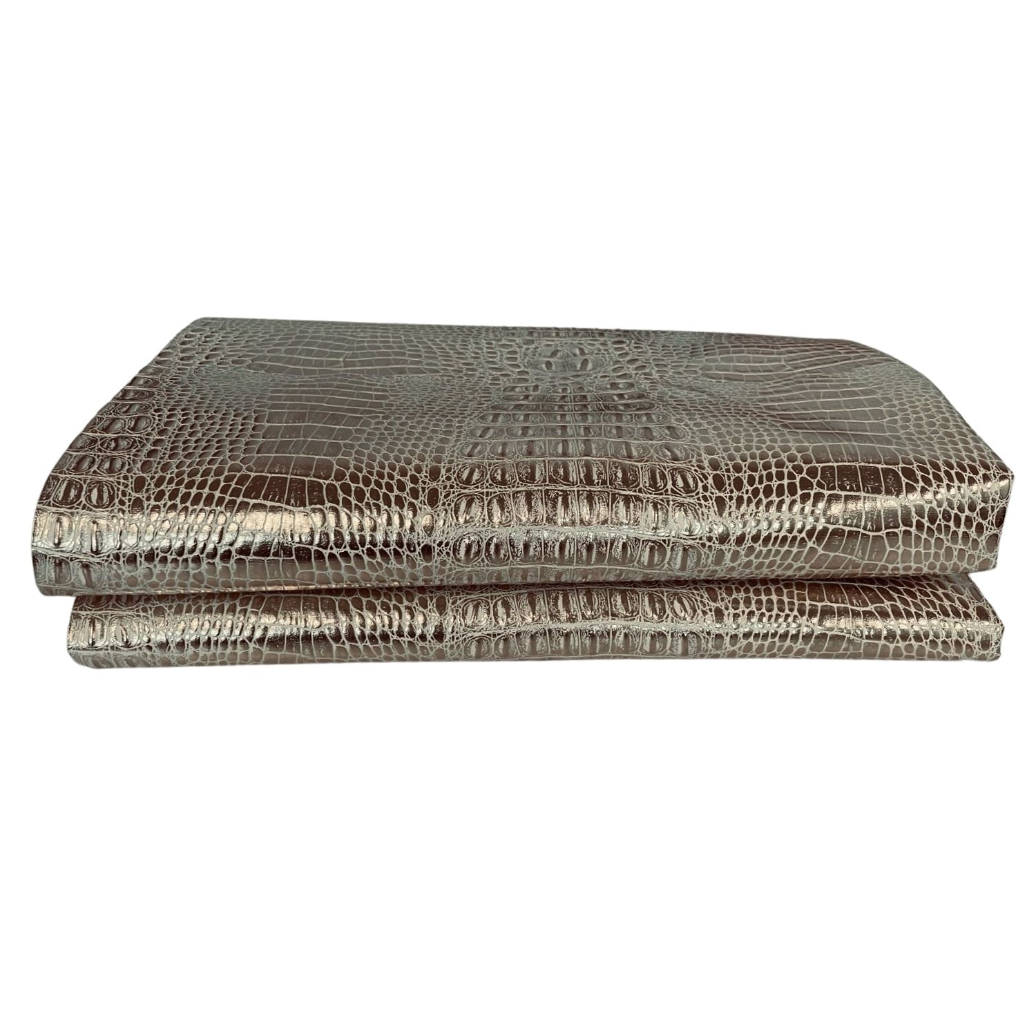 Waverly Inspirations Faux Leather Crocodile 2-Tone Print Upholstery Fabric, White/Gold, 52 in, By the Yard