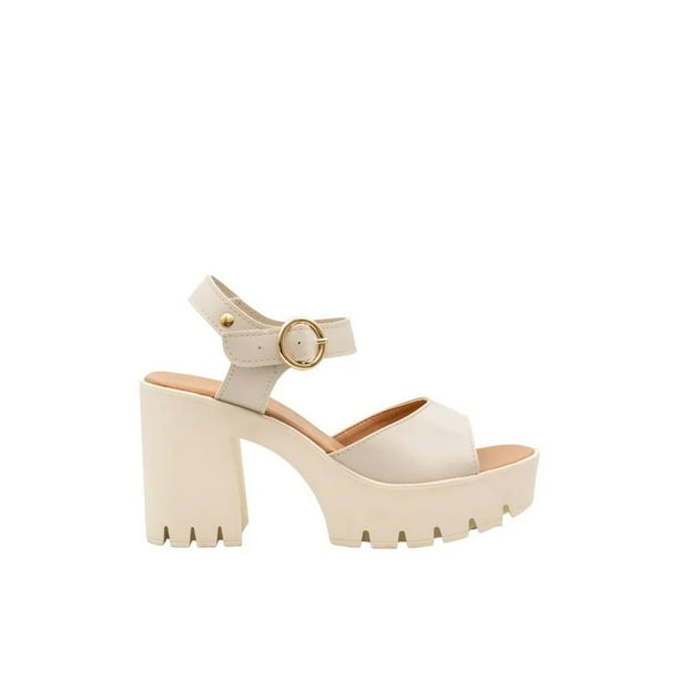 Zapatilla Mujer Kipon Plataforma Tacon beige 22
