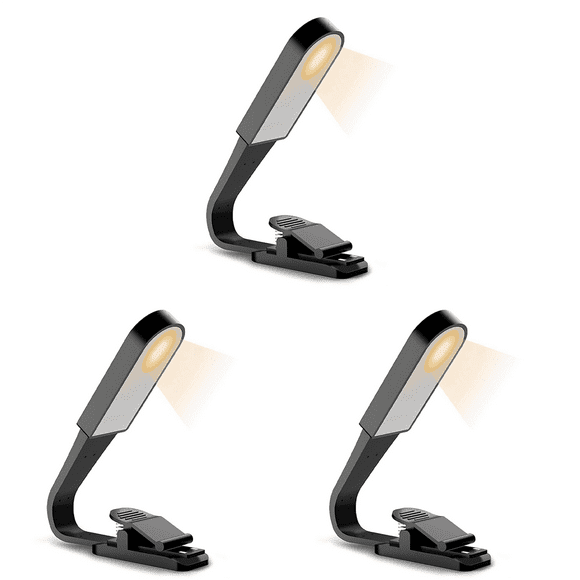 3X Book Light, USB Rechargeable Reading Light with Contact Sensor, Flexible Clip on Book Light for Reading in Bed