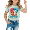 thumbnail image 2 of 67 Six Seven Letter T-Shirts For Kids T-Shirts Casual Fashionable Letter Print Short Sleeve T Shirt For Girls Daily Wear Top With Round Neck Design For Play And School Outfits Green 90(1-2 Years), 2 of 7