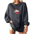 thumbnail image 1 of Pompotops Women Christmas Print Loose O-Neck Long-Sleeved Fleece Oversized Sweatshirt Pullover, 1 of 8