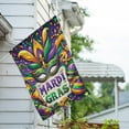 thumbnail image 2 of America Forever Mardi Gras Festivities Mask Feathers Double Sided House Flag 28 x 40 inch Masquerade Beads Confetti Carnival Holiday Decorative Yard Outdoor Banner, 2 of 4