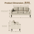 thumbnail image 2 of MoNiBloom 64" Apartment Sofa for Small Spaces | Modern 3-Seater Couch with Removable Cushions & Wooden Legs | Compact Living Room, Bedroom Furniture, Beige, 2 of 8