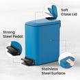 thumbnail image 4 of Cesun Bote De Basura Pequeño Para Baño Con Tapa, Pedal De Cierre Suave, Bote De Basura De Acero Inoxidable De 6 Litros/1,6 Galones Con Cubo Interior Extraíble, Acabado Antihuellas (Azul), 4 of 5
