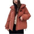 thumbnail image 2 of Fashion Plus Size Hooded Coats for Womens Winter Warm Casual Solid Color Short Sleeved Hooded, 2 of 6