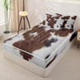 thumbnail image 3 of Manfei Rustic Cow Print Zipper Full Size Comforter Sets with Fitted Sheet and 2 Pillowcases,Rustic Farm Animal Zipper Bedding Set,Dark Brown,Reversible, 3 of 7
