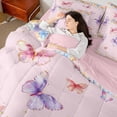 thumbnail image 4 of jejeloiu Colorful Cute Butterflies 7-Piece Twin Bedding Sets,Kawaii Rainbow Flowers Bedding Comforter Set For Girls Kids Reversible, 4 of 8