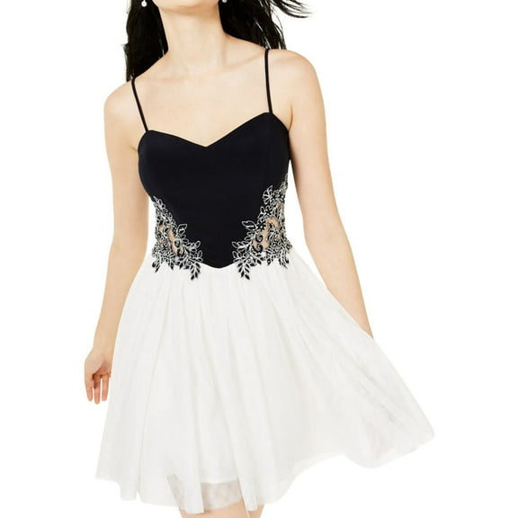 Blondie Nites Womens Applique Fit & Flare Dress, Multicoloured, Juniors, 11